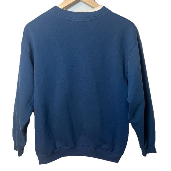 Vintage Christmas Sweatshirt Holiday Snowman size M Petite Blue Made in USA - Picture 3 of 5